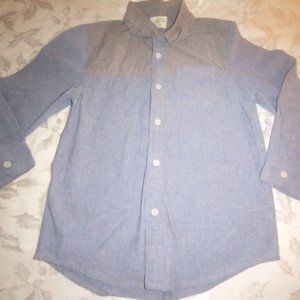 Crazy 8 Boys Cotton Denim Button Down Shirt Long Sleeve Blue Grey 5 - 6